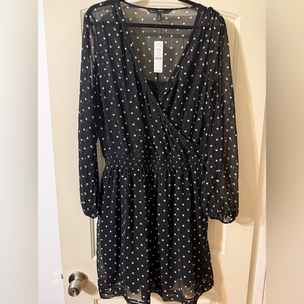 White House Black Market Black and White Polka Dot Dress